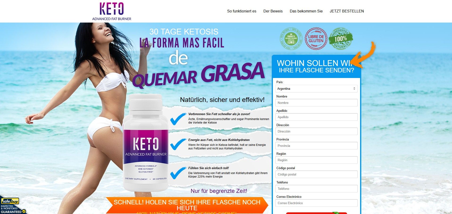 Keto Advanced Fat Burner Capsules - Spanish Page - (Nutra / Diet) - [US, FR, CA, DE, UK, AU + 187 more] Producto